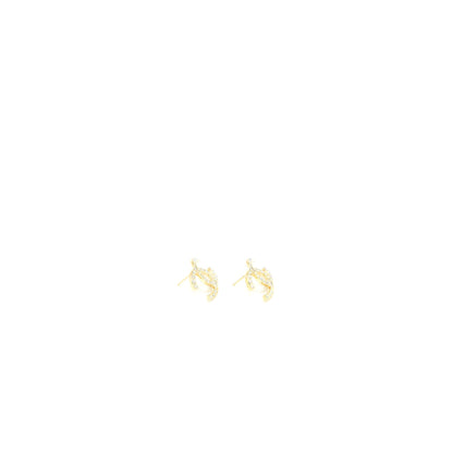 Chanel CC Logo Earrings Crystal Light Gold Tone