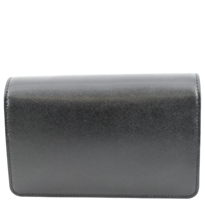 FENDI Studded Logo Woc Leather Crossbody Clutch Black