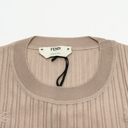Fendi Size 38 Knit Short-sleeve Viscose Beige