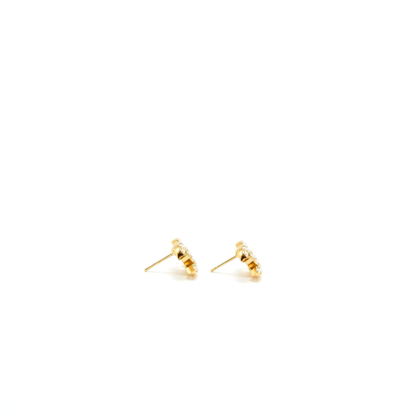 Chanel Mini Pearl CC Logo Earrings Gold Tone