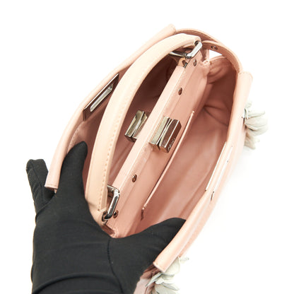 FENDI PEEKABOO MINI KAPPA HANDLE BAG LAMBSKIN IN BABY PINK WITH WHITE FLOWERS