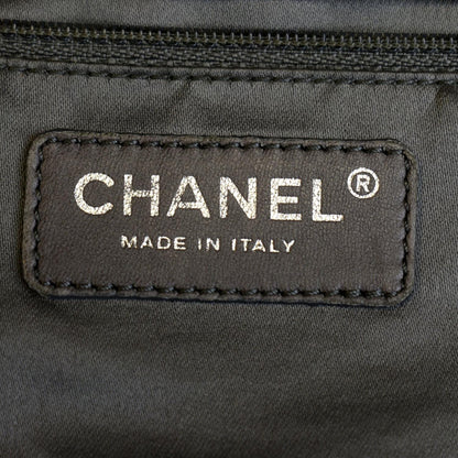 CHANEL Camellia Embossed Vinyl Leather Shoulder Bag Bag Black