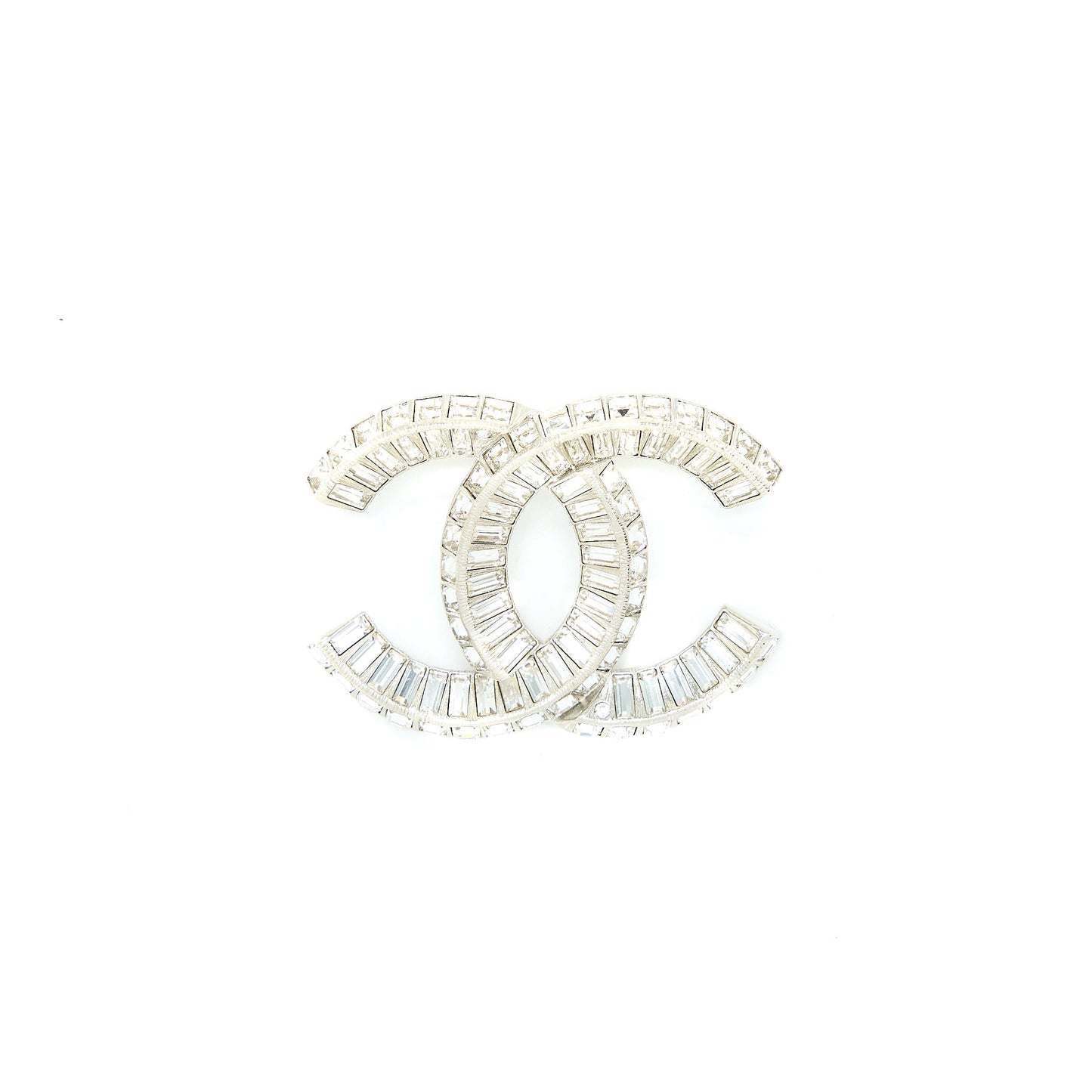 Chanel CC Logo Brooch Metal/Strass Silver Tone