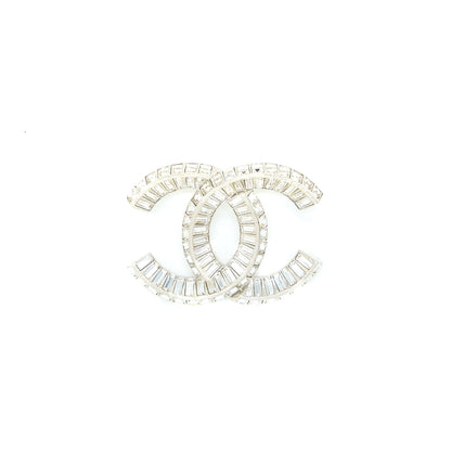 Chanel CC Logo Brooch Metal/Strass Silver Tone