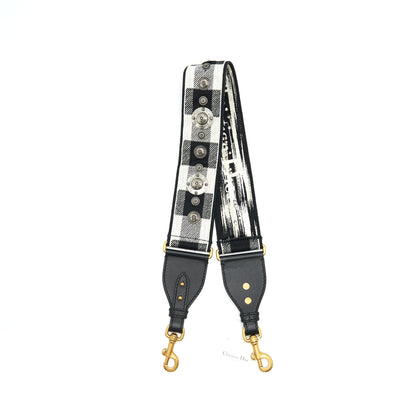 Dior Shoulder strap Black/ White with Metal Medallions