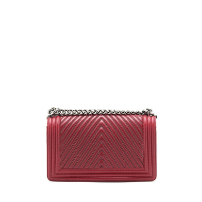 Chanel Medium Chevron Boy Chanel Bag Limited Edition dark red SHW