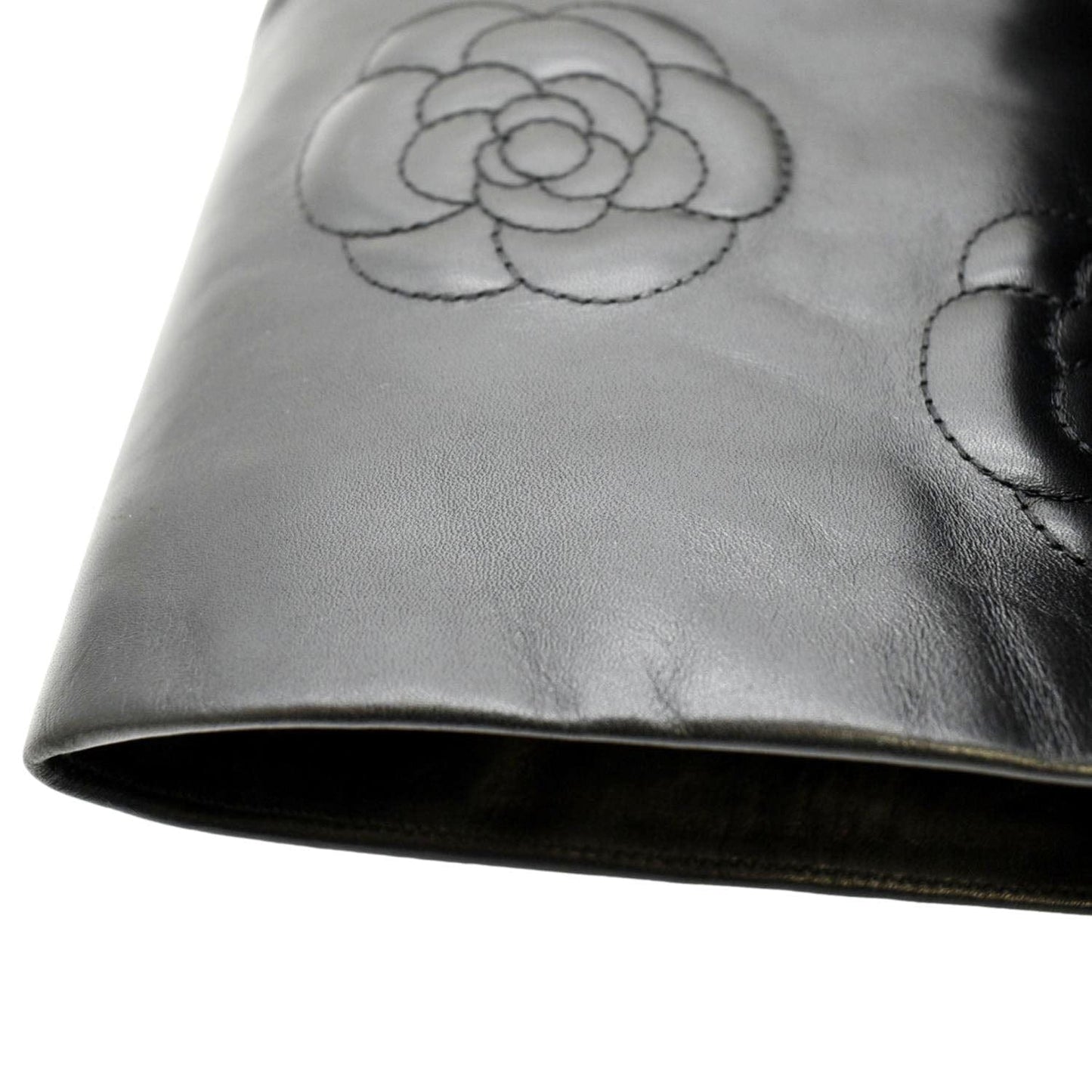 CHANEL Camellia Leather Boot Black Size 39.5