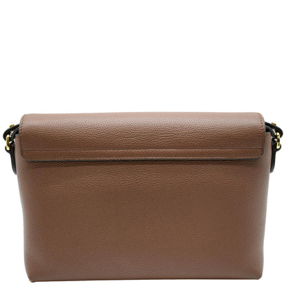 BURBERRY Check Note Grainy Leather Crossbody Bag Brown