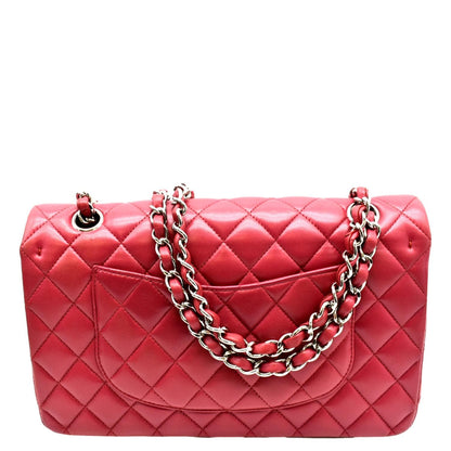 CHANEL Classic Medium Double Flap Quilted Leather Shoulder Bag Red