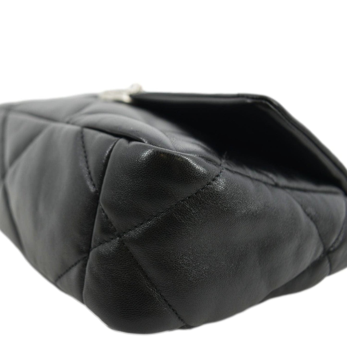 CHANEL 19 Small Flap Quilted Lambskin Leather Shoulder Bag Black