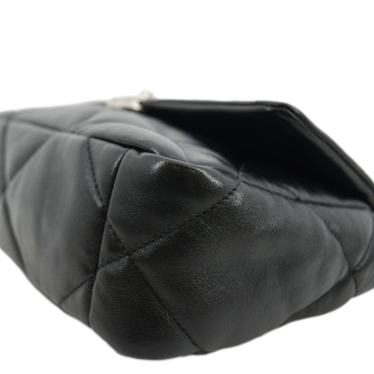 CHANEL 19 Small Flap Quilted Lambskin Leather Shoulder Bag Black