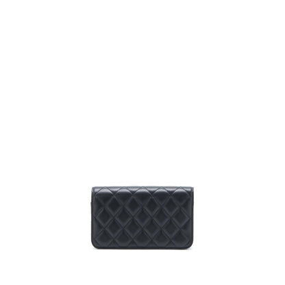 Chanel Pearl Crush Mini Wallet On Chain Lambskin Black Brushed GHW (Microchip)