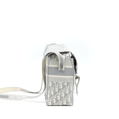 Dior Diorcamp Messenger Purse Oblique Embroidery Light Grey