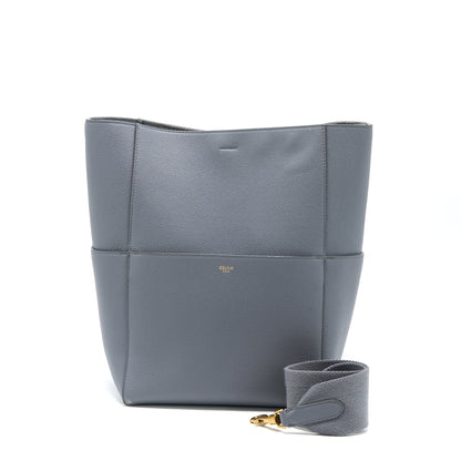 Celine Sangle Bucket Purse Calfskin Grey