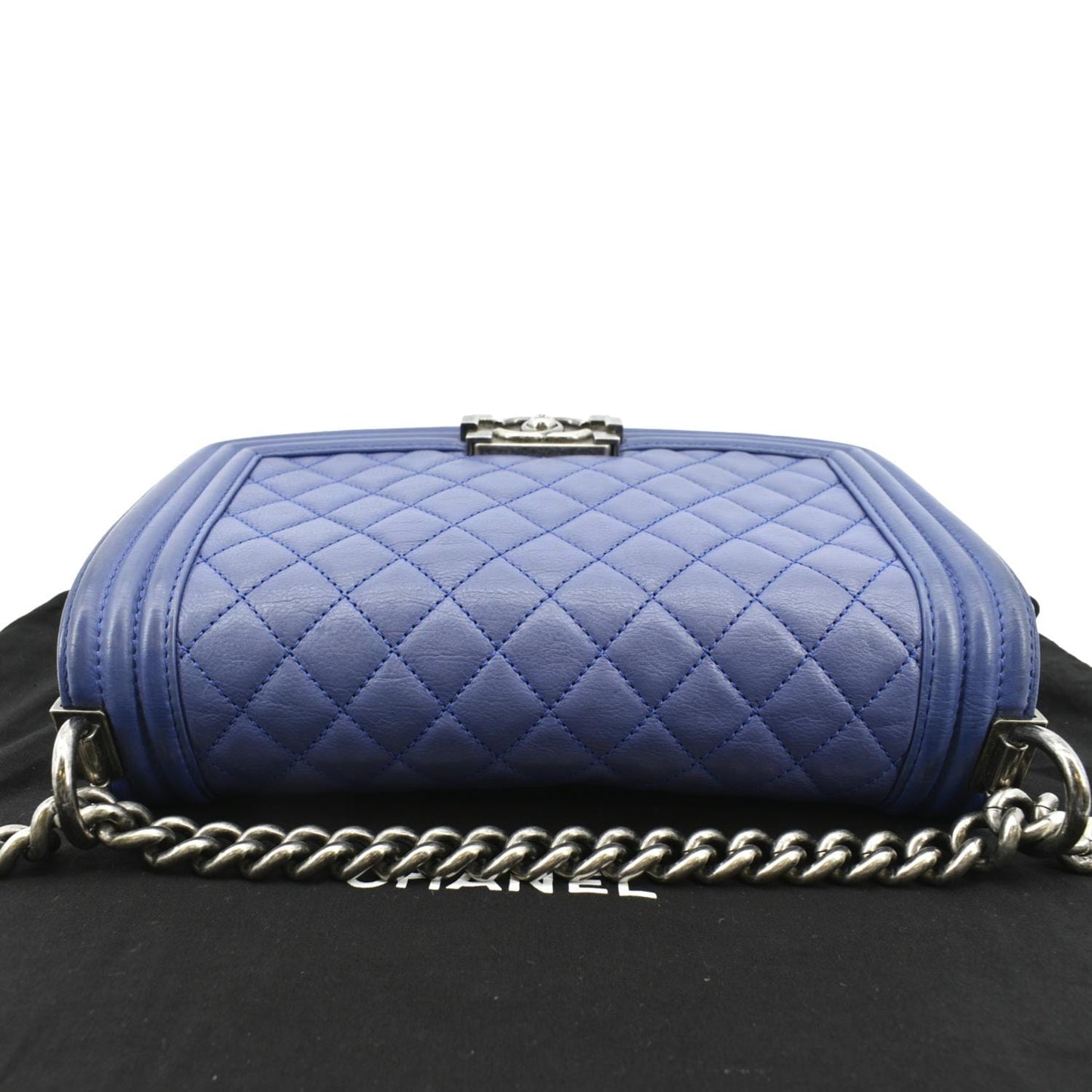 CHANEL Boy Flap Calf Leather Crossbody Bag Blue
