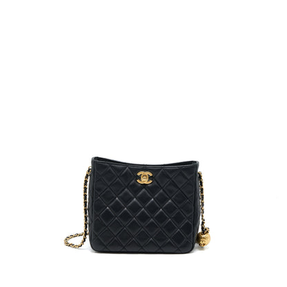 Chanel Pearl Crush Hobo Bag Lambskin Black GHW (Microchip)