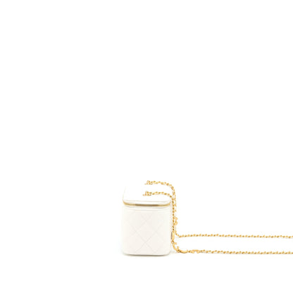 Chanel Coco Letter Long Vanity with Chain Lambskin White GHW