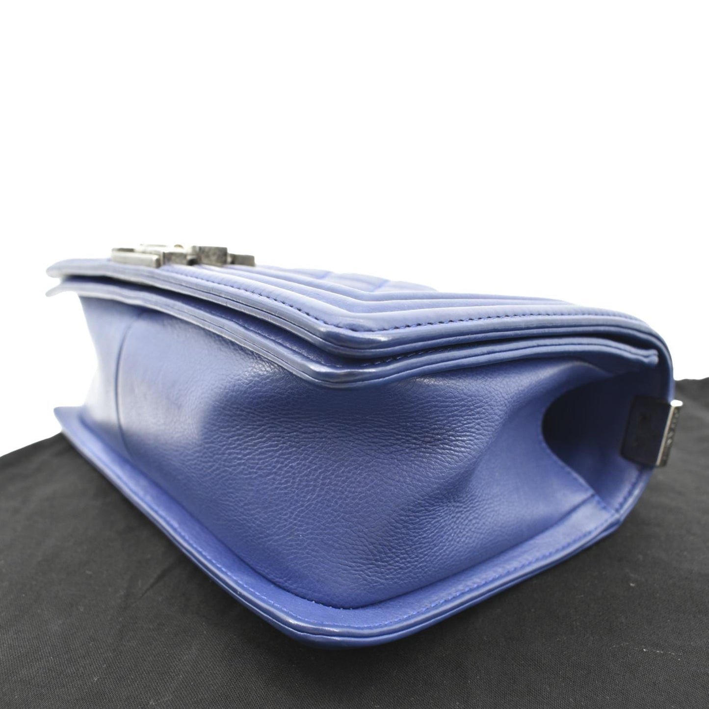 CHANEL Boy Flap Calf Leather Crossbody Bag Blue