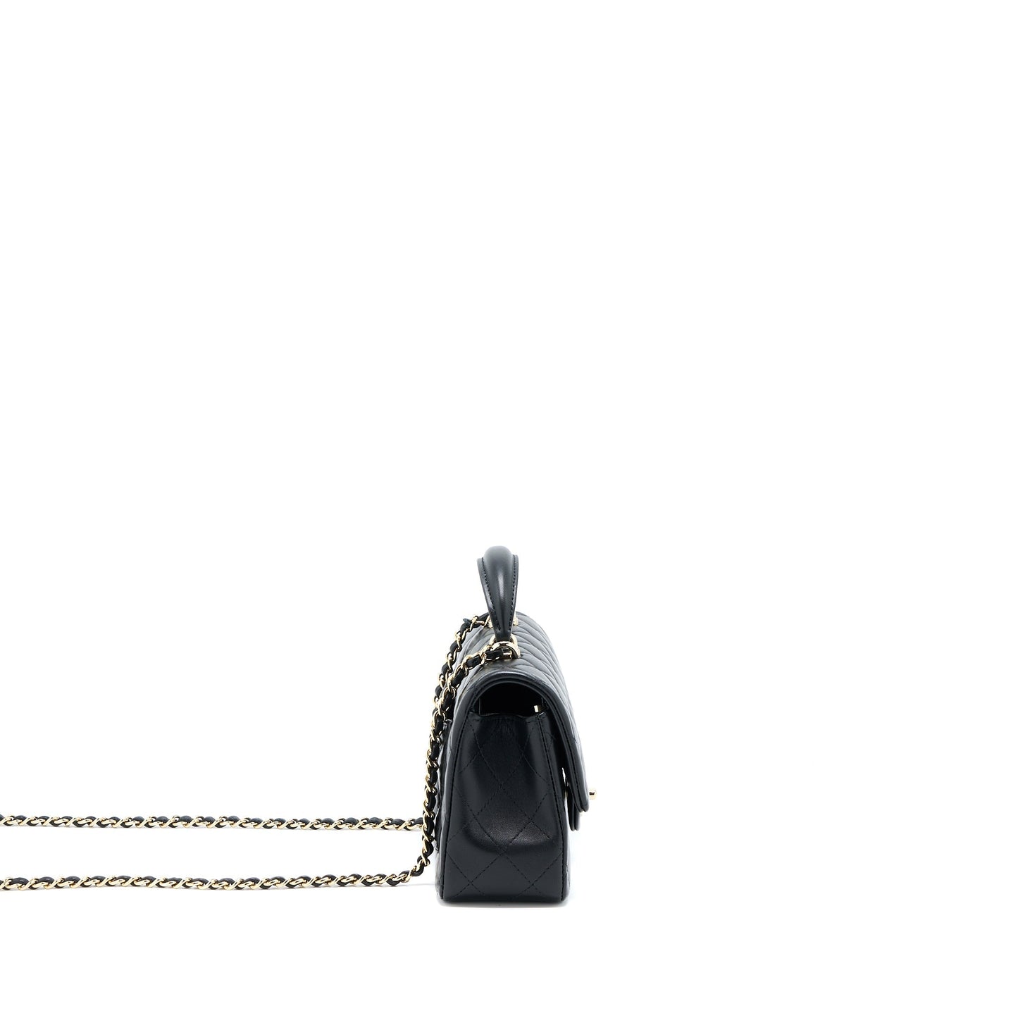 Chanel Top Handle Mini Rectangular Flap Bag Lambskin Black LGHW (Microchip)