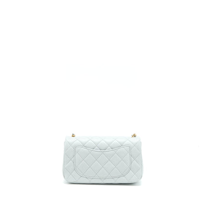 Chanel 23C Pearl Crush Mini Rectangular Lambskin Light Grey Brushed GHW (Microchip)