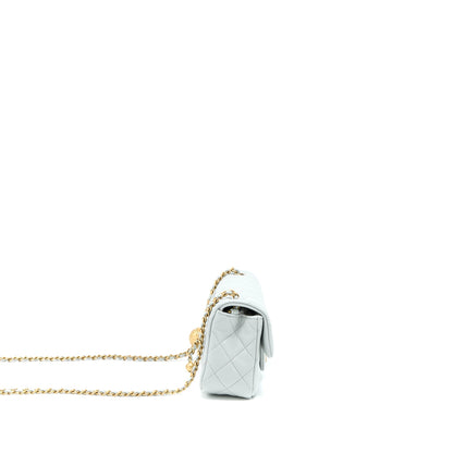 Chanel 23C Pearl Crush Mini Rectangular Lambskin Light Grey Brushed GHW (Microchip)