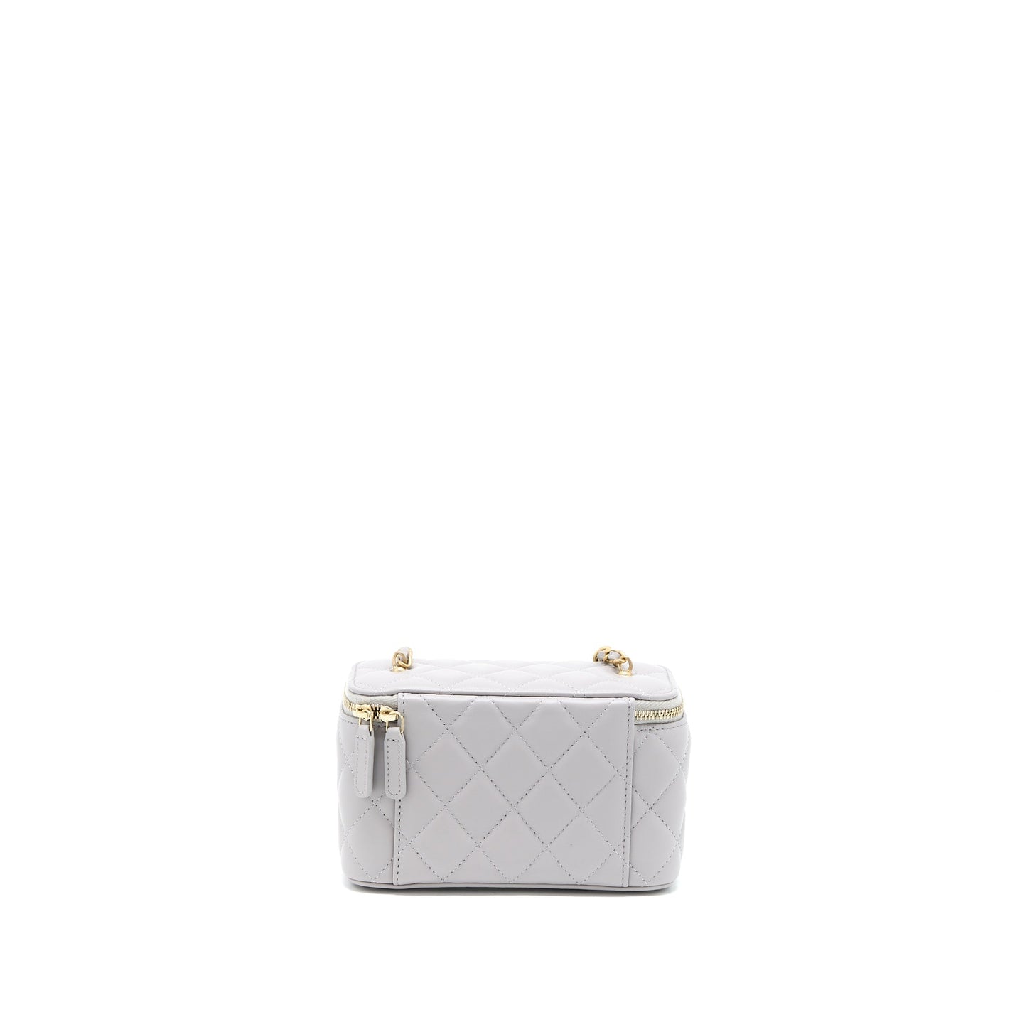 Chanel 22B Pearl Crush Long Vanity with Chain Lambskin Grey GHW