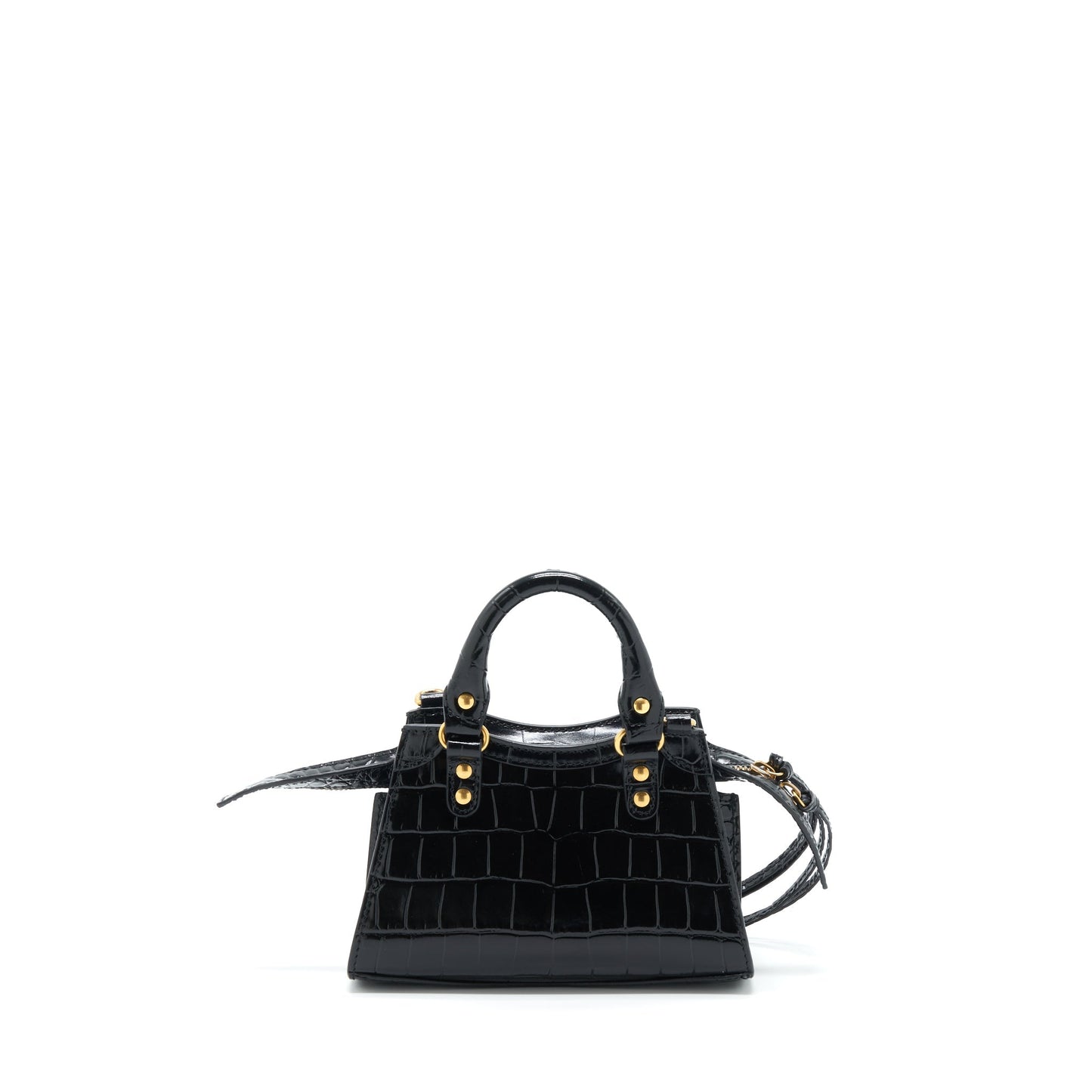 Balenciaga Nano Neo Classic City Purse Crocodile-Embossed Calfskin Black