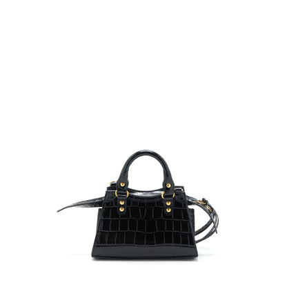 Balenciaga Nano Neo Classic City Purse Crocodile-Embossed Calfskin Black