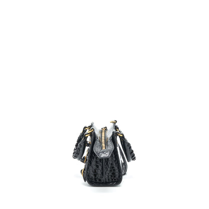 Balenciaga Nano Neo Classic City Purse Crocodile-Embossed Calfskin Black