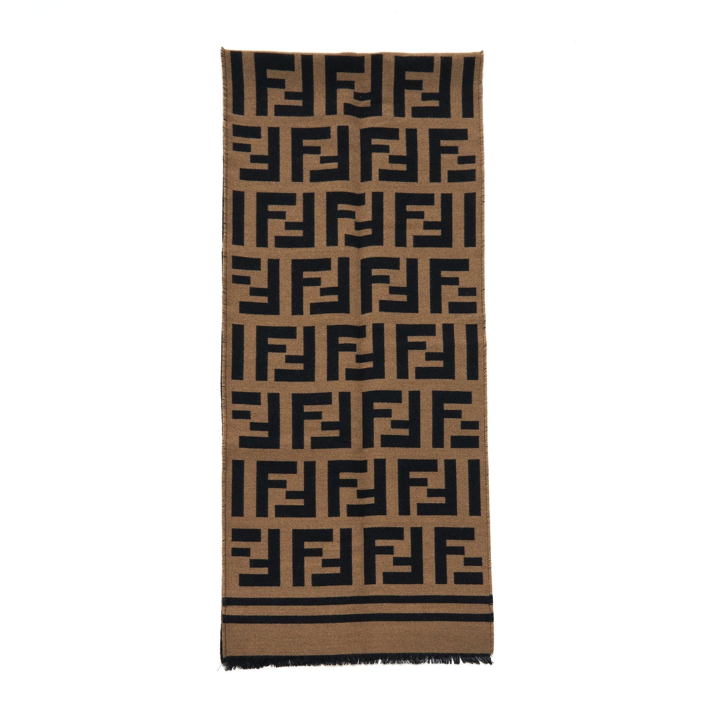 Fendi Wool And Silk Scarf 180x35cm Black/Brown