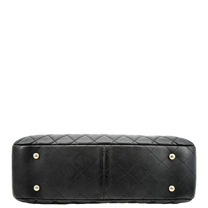 CHANEL Large Classic Shopping Quilted Leather Tote Bag Black