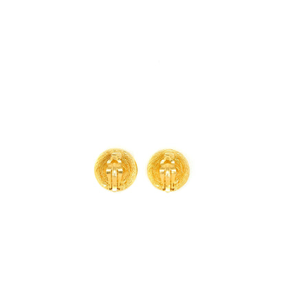 Chanel Vintage Round Ear Clips Gold Tone