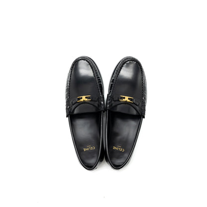 Celine Size 37 Luco Triomphe Loafer Calfskin Black