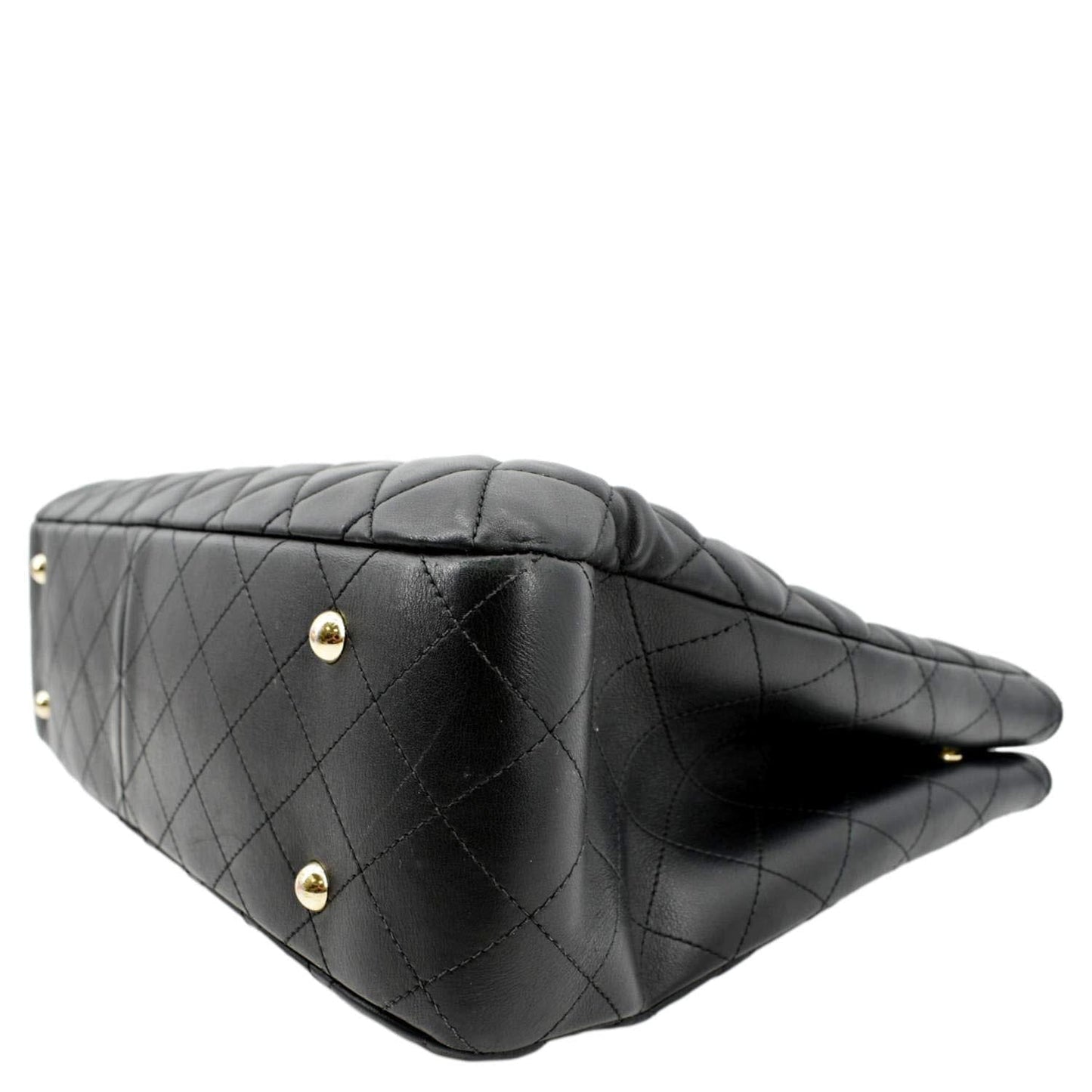 CHANEL Large Classic Shopping Quilted Leather Tote Bag Black