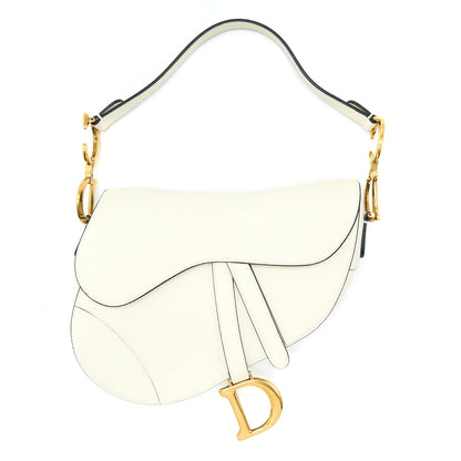 Dior Medium Saddle Purse Calfskin White
