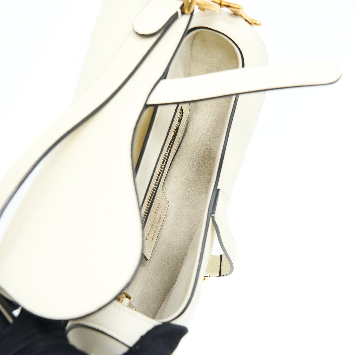 Dior Medium Saddle Purse Calfskin White