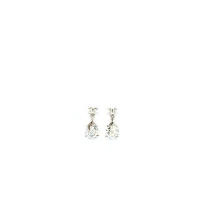 Chanel CC Logo trass Drop Silver Tone