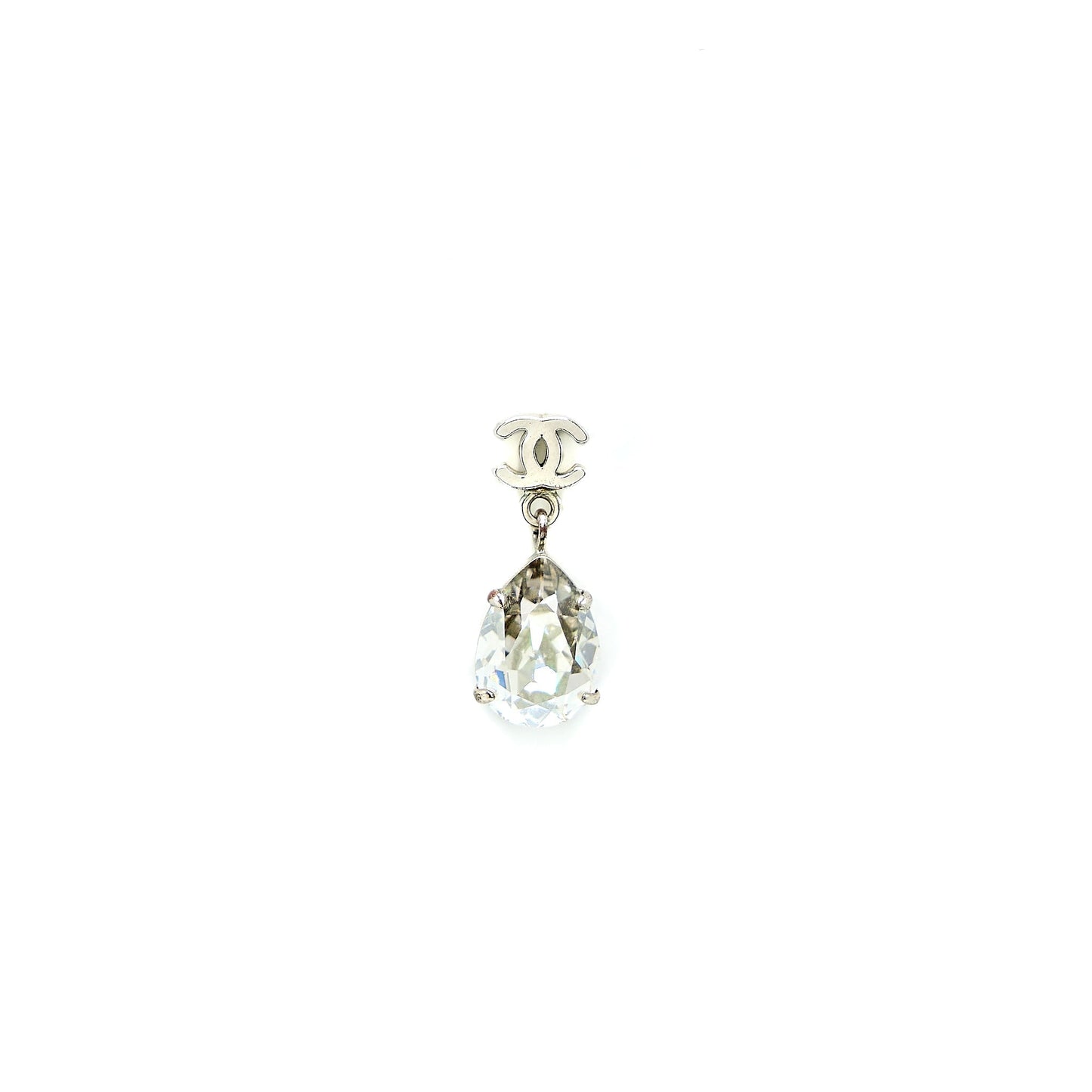 Chanel CC Logo trass Drop Silver Tone