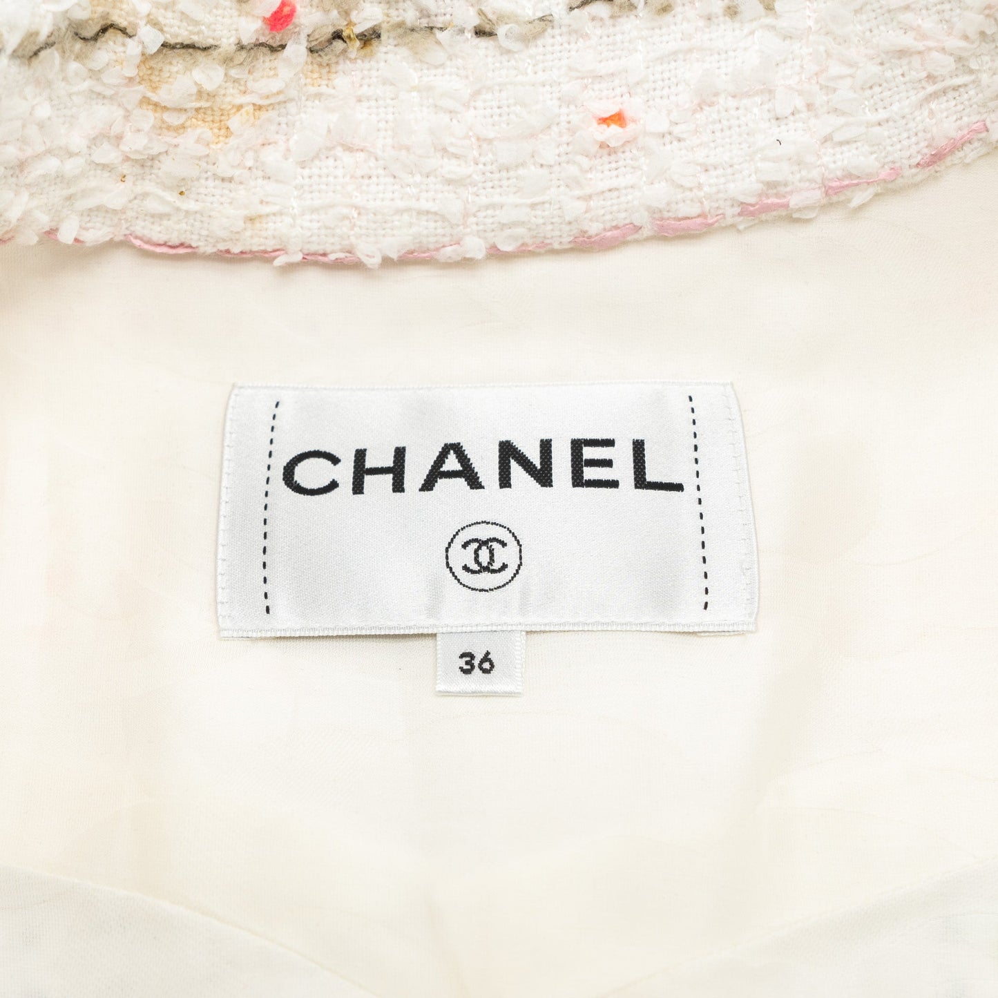 Chanel size 36 tweed jacket Cotton/polyamide/wool White/Multicolour