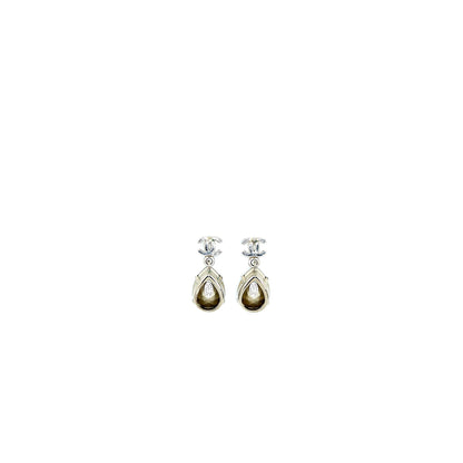 Chanel CC Logo trass Drop Silver Tone