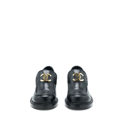 Chanel 22K Size 38 Loafer Leather Black GHW