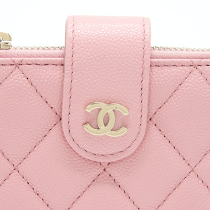 Chanel Double Zip Card Holder Caviar Pink LGHW