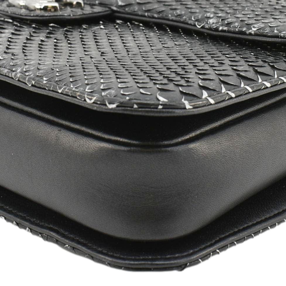 CHANEL Perfect Edge Large Flap Snakeskin Shoulder Bag Black