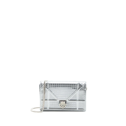 Dior Diorama Wallet On Chain Patent Metallic Silver
