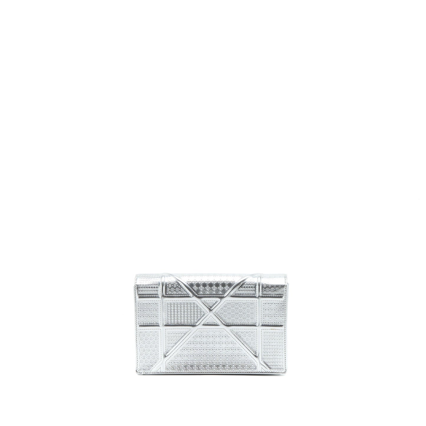 Dior Diorama Wallet On Chain Patent Metallic Silver