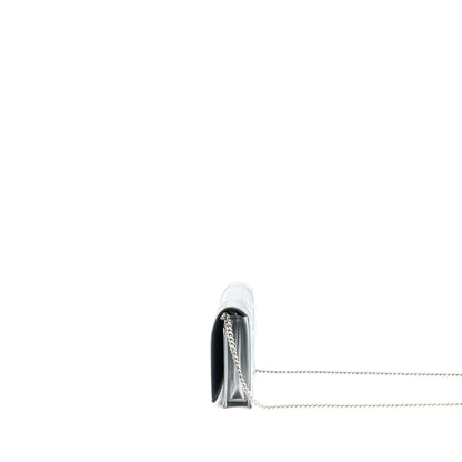 Dior Diorama Wallet On Chain Patent Metallic Silver