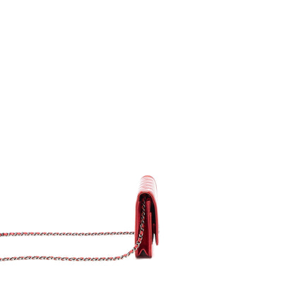 Chanel Boy Wallet On Chain Patent Metallic Red SHW