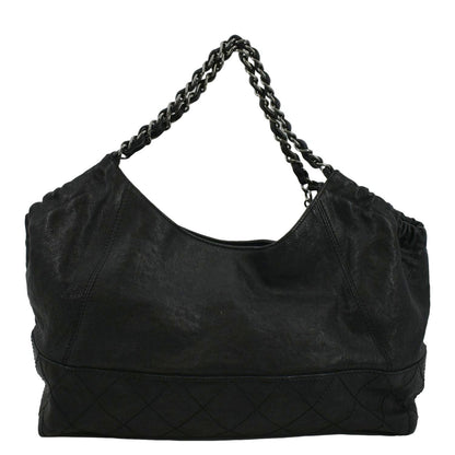 CHANEL Coco Cabas Leather Shoulder Tote Bag Black