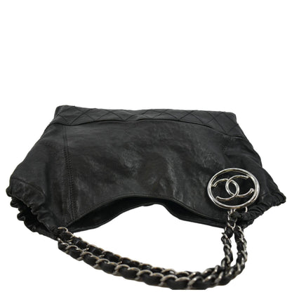 CHANEL Coco Cabas Leather Shoulder Tote Bag Black