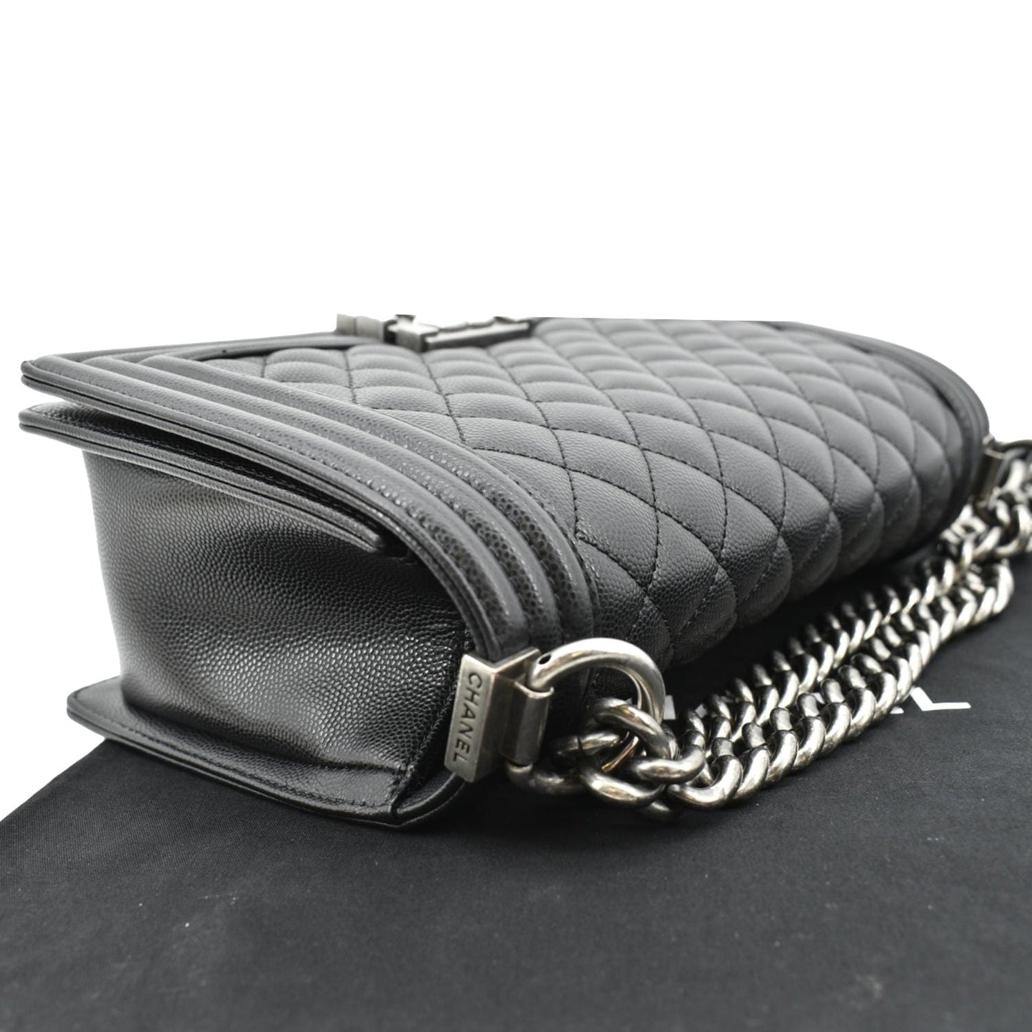 CHANEL Medium Boy Flap Caviar Leather Shoulder Bag Black